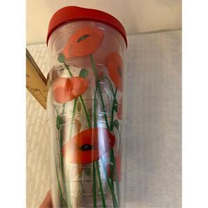Tervis tumbler and lid  24oz red green flowers